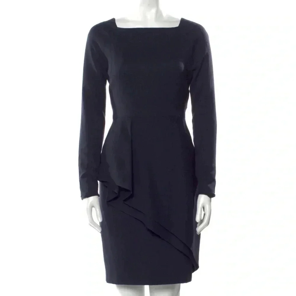 J. Mendel Wool Navy Long Sleeve Dress Size 12